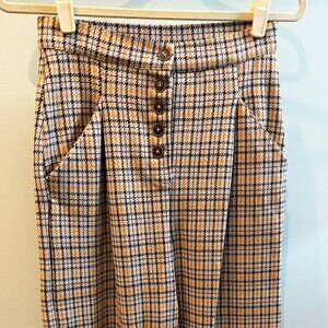 Free People Yellow Houdstooth Pants